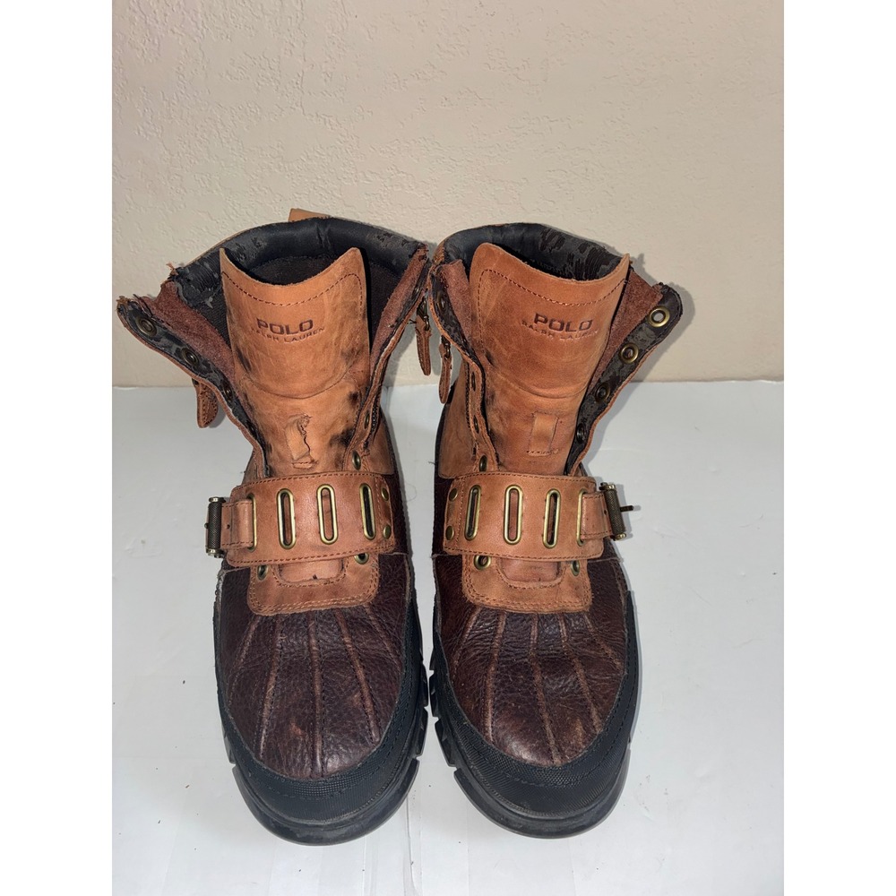 Polo Ralph Lauren Andres Mens 10.5 D BRN Leather Buckle Duck Boots See Pics READ
